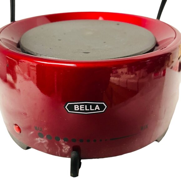 Bella 3 Qt Electric Fondue Pot Set Adjustable Thermostat Stainless Steel Red & B - Picture 10 of 13